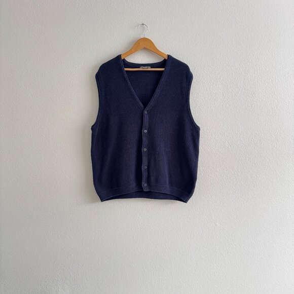 Eddie Bauer Other - Vintage Eddie Bauer Navy Blue Textured Waffle Knit Sweater Vest - XL